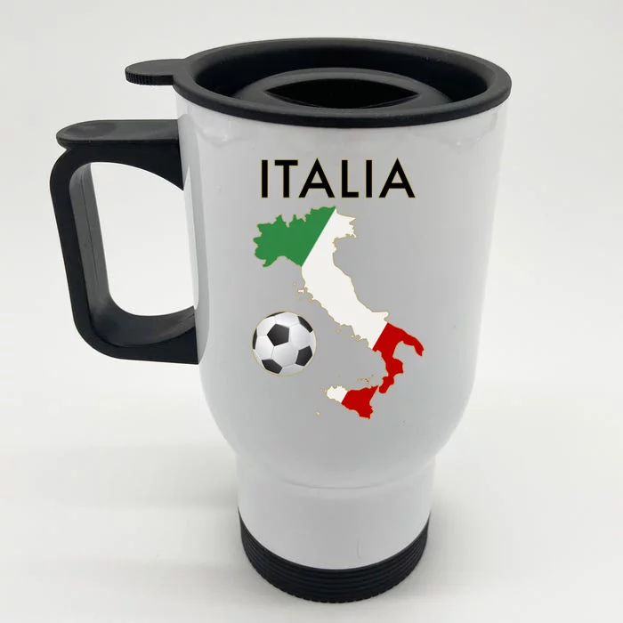 Italia Italy Soccer Football Map Flag colors Front & Back Stainless Steel Travel Mug