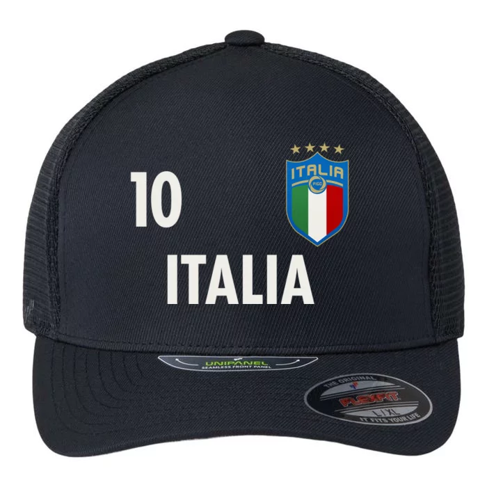 Italia Italy Soccer No 10 Shield Logo Flexfit Unipanel Trucker Cap