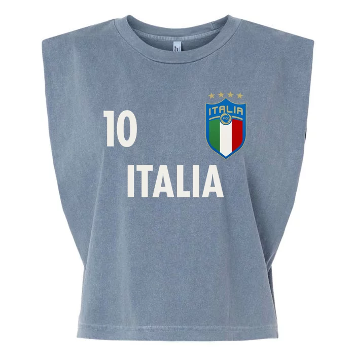 Italia Italy Soccer No 10 Shield Logo Garment-Dyed Women's Muscle Tee