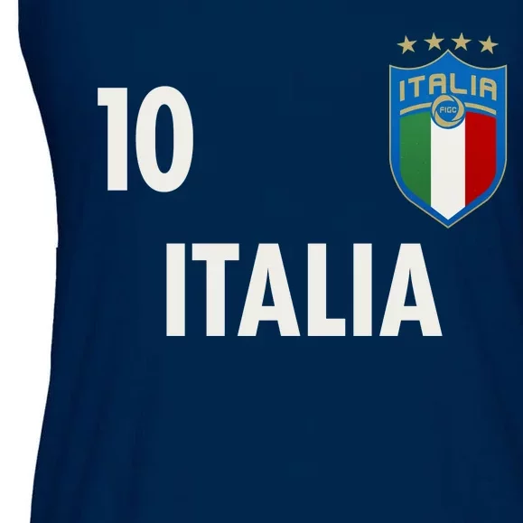 Italia Italy Soccer No 10 Shield Logo Ladies Essential Flowy Tank