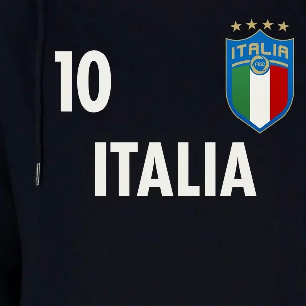 Italia Italy Soccer No 10 Shield Logo Womens Funnel Neck Pullover Hood