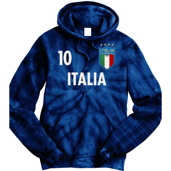 Italia Italy Soccer No 10 Shield Logo Tie Dye Hoodie