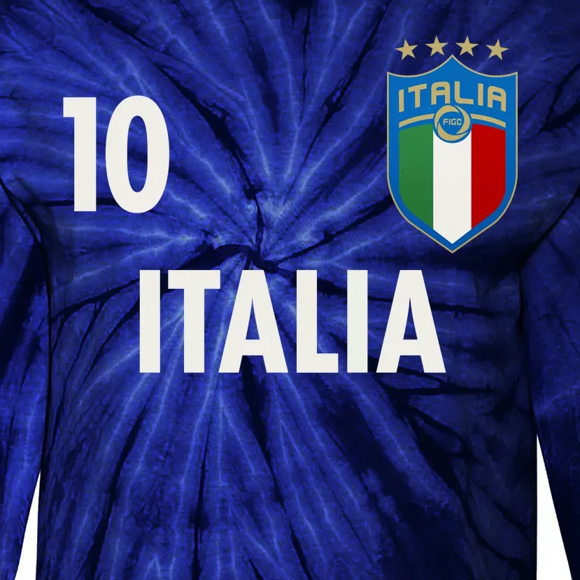 Italia Italy Soccer No 10 Shield Logo Tie-Dye Long Sleeve Shirt