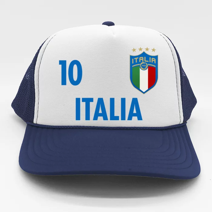 Italia Italy Soccer No 10 Shield Logo Trucker Hat