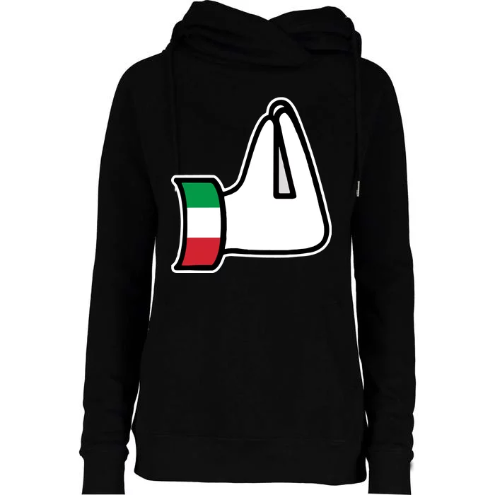 Italian Hand Gesture Funny Womens Funnel Neck Pullover Hood