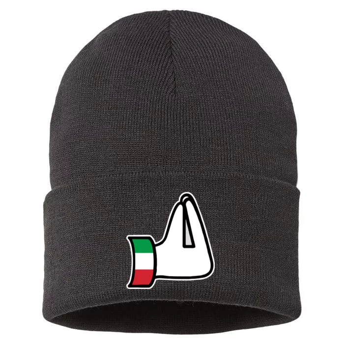 Italian Hand Gesture Funny Sustainable Knit Beanie