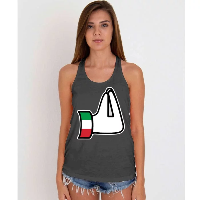 Italian Hand Gesture Funny Women's Knotted Racerback Tank