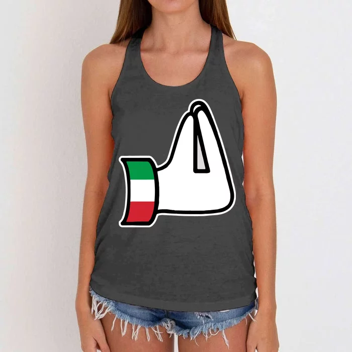 Italian Hand Gesture Funny Women's Knotted Racerback Tank