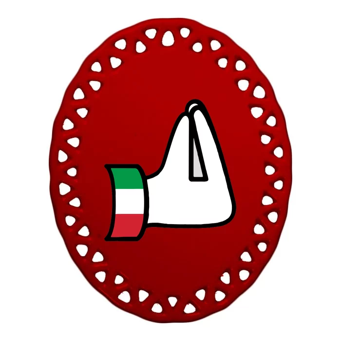 Italian Hand Gesture Funny Oval Ornament