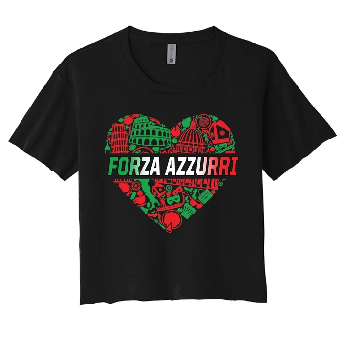 Italian Heart Forza Azzurri Women's Crop Top Tee