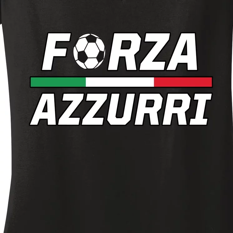 Italian Soccer Forza Azzurri Women's V-Neck T-Shirt