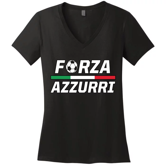 Italian Soccer Forza Azzurri Women's V-Neck T-Shirt