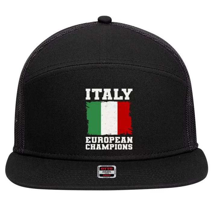 Italy Europeon Champions Distressed Flag 7 Panel Mesh Trucker Snapback Hat