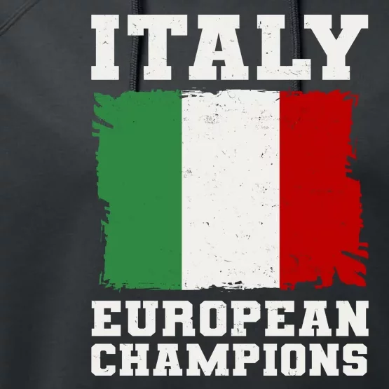 Italy Europeon Champions Distressed Flag Performance Fleece Hoodie