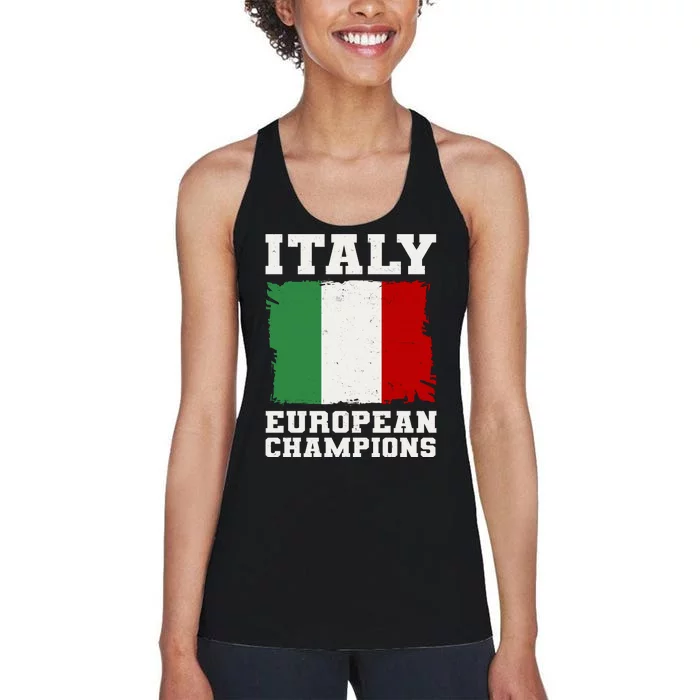 Italy Europeon Champions Distressed Flag Women's Racerback Tank