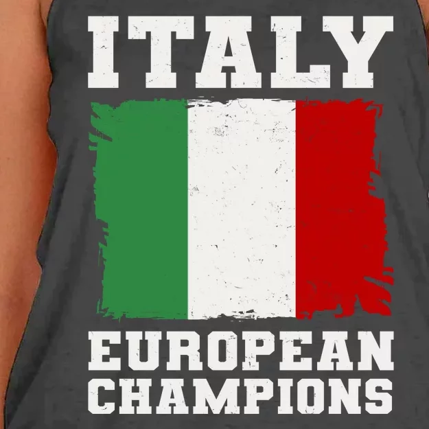 Italy Europeon Champions Distressed Flag Women's Knotted Racerback Tank