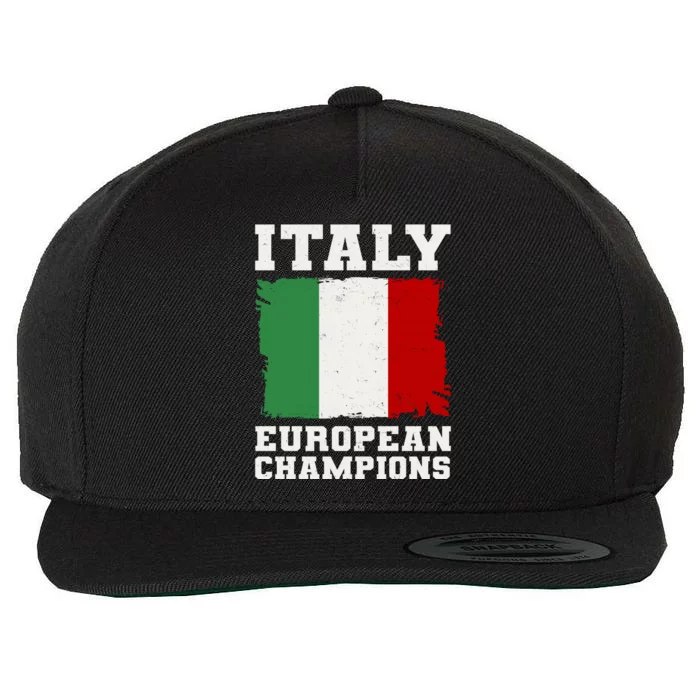 Italy Europeon Champions Distressed Flag Wool Snapback Cap