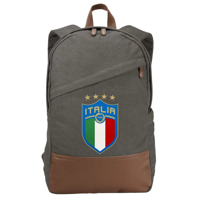 Italy Italia Football Soccer Shield Logo Cotton Canvas Backpack