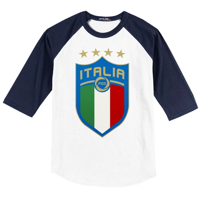 Italy Italia Football Soccer Shield Logo Baseball Sleeve Shirt