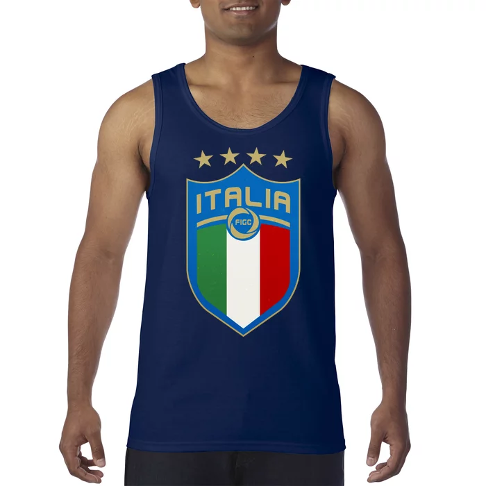 Italy Italia Football Soccer Shield Logo Tank Top