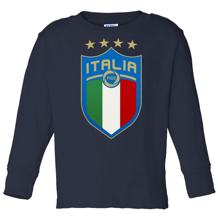 Italy Italia Football Soccer Shield Logo Toddler Long Sleeve Shirt