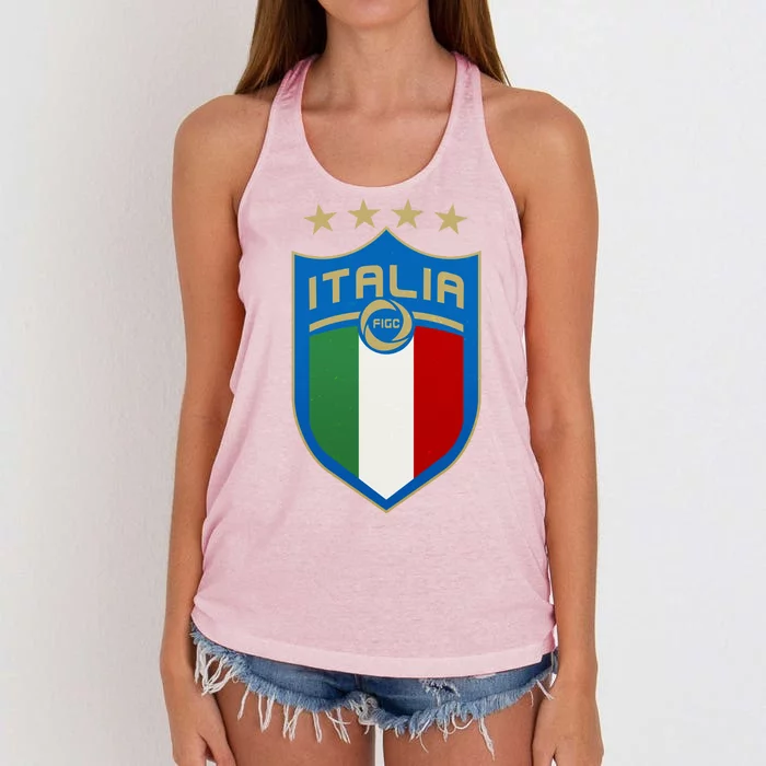 Italy Italia Football Soccer Shield Logo Women's Knotted Racerback Tank