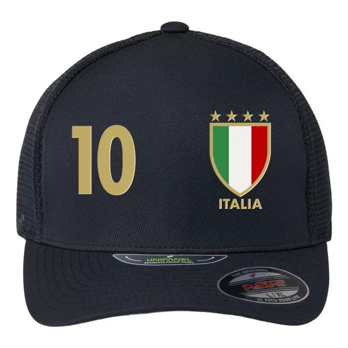 Italy Italia No 10 Futbol Soccer Jersey Flexfit Unipanel Trucker Cap