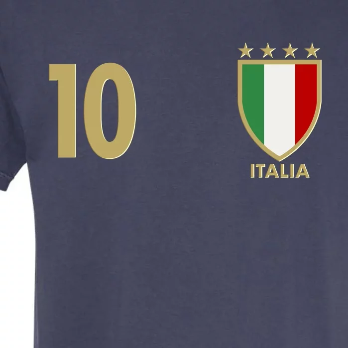 Italy Italia No 10 Futbol Soccer Jersey Garment-Dyed Heavyweight T-Shirt