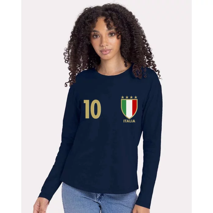 Italy Italia No 10 Futbol Soccer Jersey Womens Cotton Relaxed Long Sleeve T-Shirt