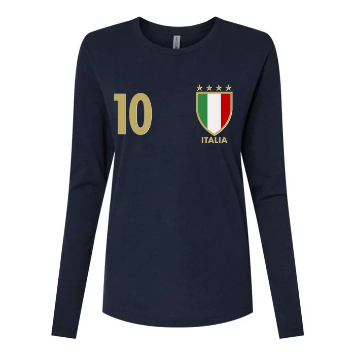 Italy Italia No 10 Futbol Soccer Jersey Womens Cotton Relaxed Long Sleeve T-Shirt