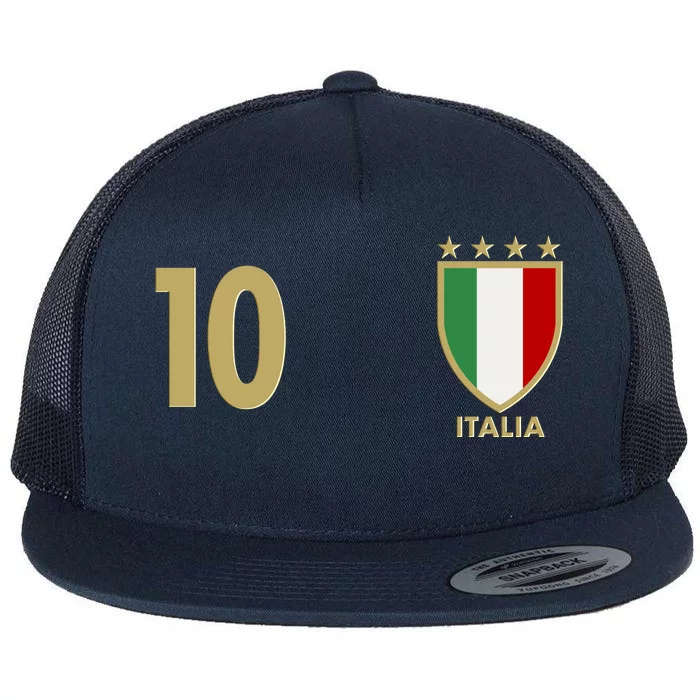 Italy Italia No 10 Futbol Soccer Jersey Flat Bill Trucker Hat