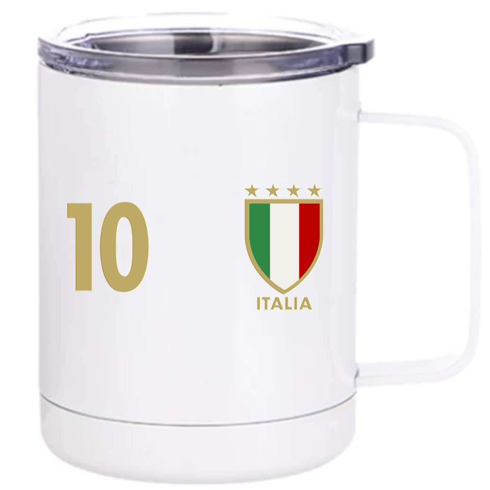 Italy Italia No 10 Futbol Soccer Jersey Front & Back 12oz Stainless Steel Tumbler Cup