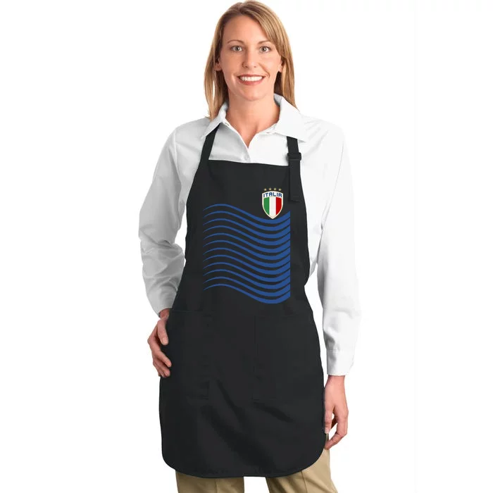 Italy Italia Soccer Futbol Jersey Wave Full-Length Apron With Pocket