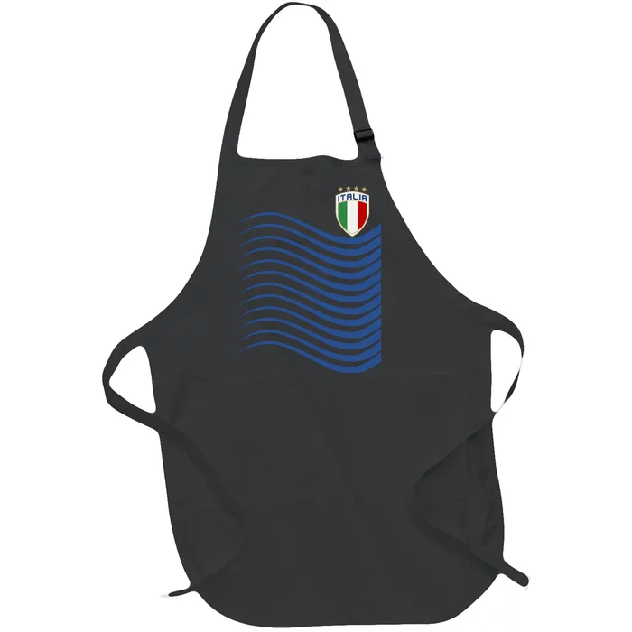 Italy Italia Soccer Futbol Jersey Wave Full-Length Apron With Pocket