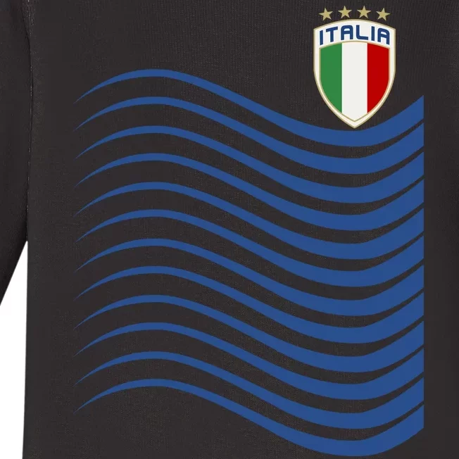 Italy Italia Soccer Futbol Jersey Wave Baby Long Sleeve Bodysuit