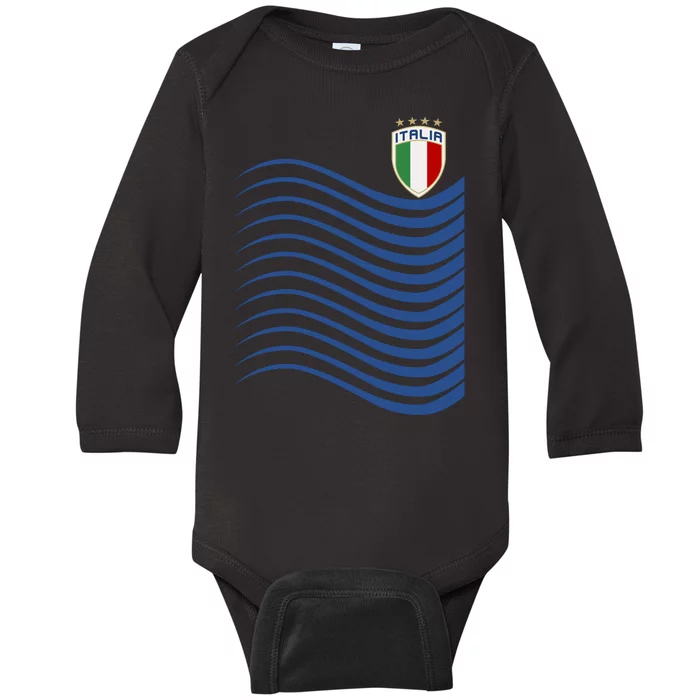 Italy Italia Soccer Futbol Jersey Wave Baby Long Sleeve Bodysuit