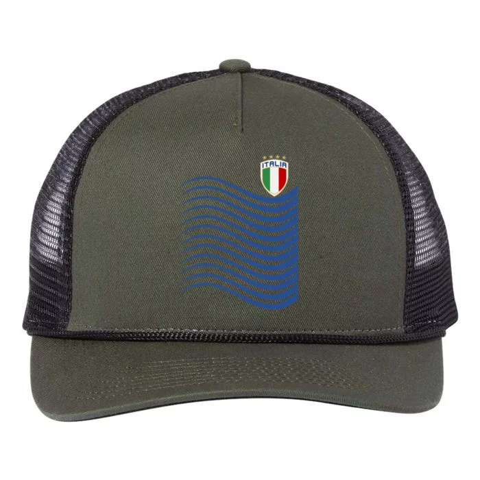 Italy Italia Soccer Futbol Jersey Wave Retro Rope Trucker Hat Cap