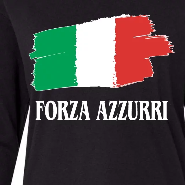 Italy Soccer Azzurro Forza Italia Team Flag Womens Cotton Relaxed Long Sleeve T-Shirt