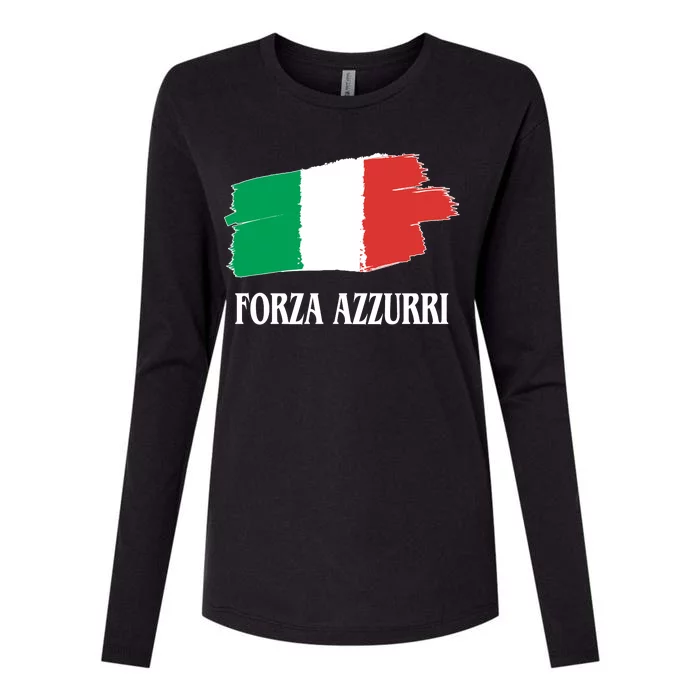 Italy Soccer Azzurro Forza Italia Team Flag Womens Cotton Relaxed Long Sleeve T-Shirt