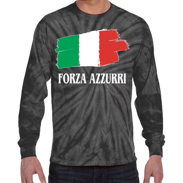 Italy Soccer Azzurro Forza Italia Team Flag Tie-Dye Long Sleeve Shirt