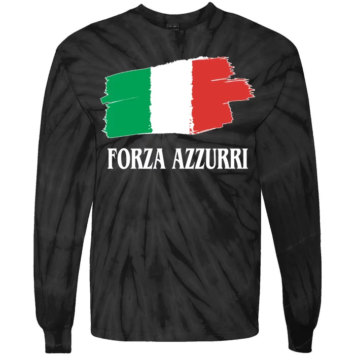 Italy Soccer Azzurro Forza Italia Team Flag Tie-Dye Long Sleeve Shirt