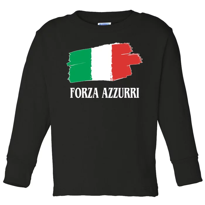 Italy Soccer Azzurro Forza Italia Team Flag Toddler Long Sleeve Shirt