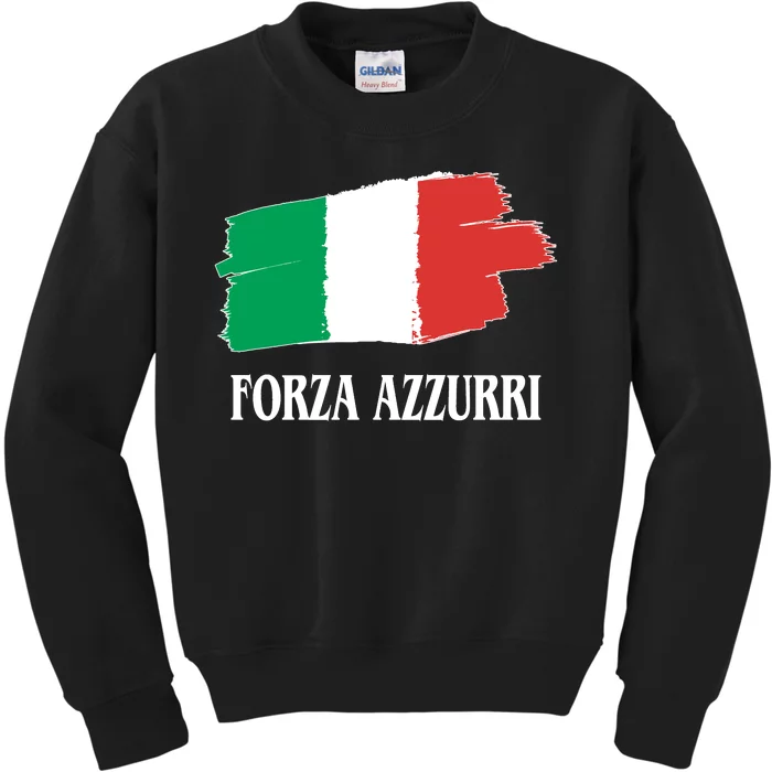 Italy Soccer Azzurro Forza Italia Team Flag Kids Sweatshirt