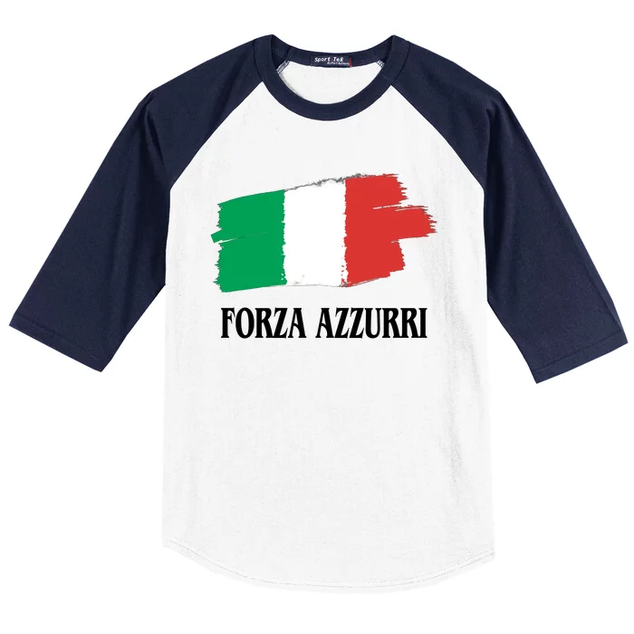 Italy Soccer Azzurro Forza Italia Team Flag Baseball Sleeve Shirt