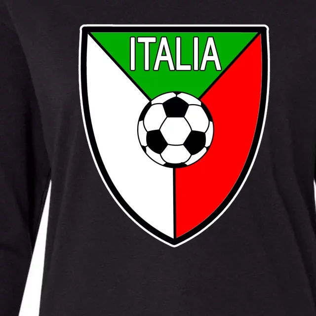 Italy Soccer Flag Emblem Italia Womens Cotton Relaxed Long Sleeve T-Shirt