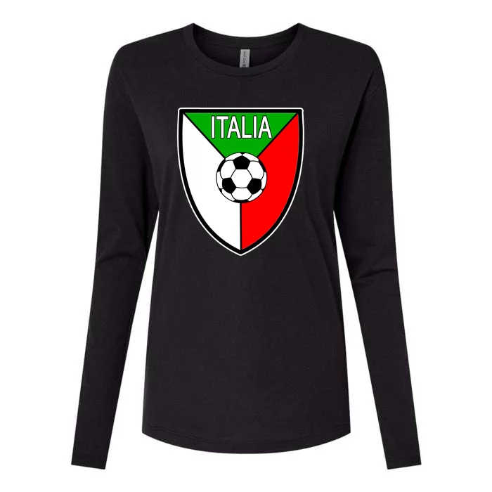 Italy Soccer Flag Emblem Italia Womens Cotton Relaxed Long Sleeve T-Shirt