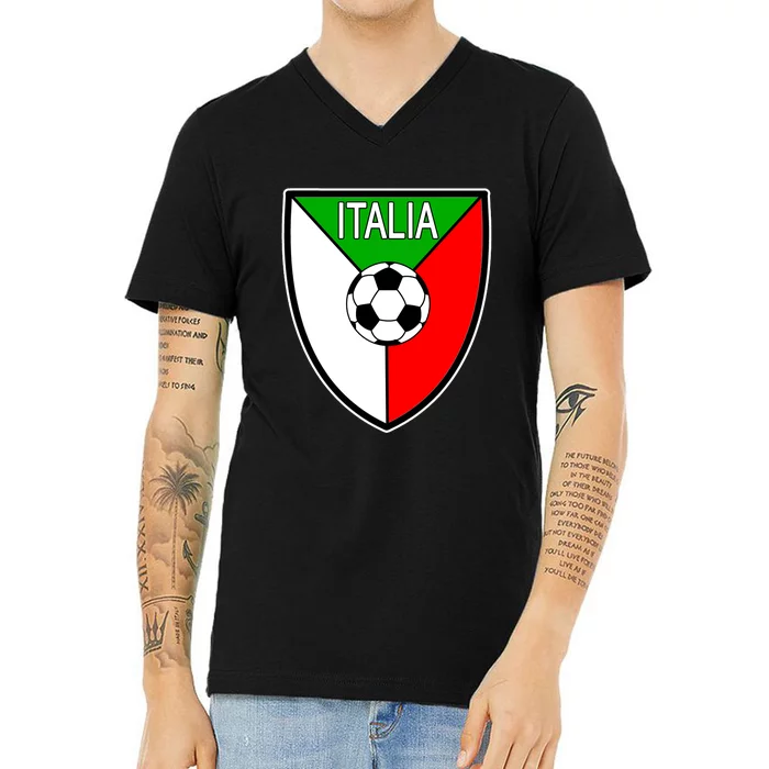 Italy Soccer Flag Emblem Italia V-Neck T-Shirt