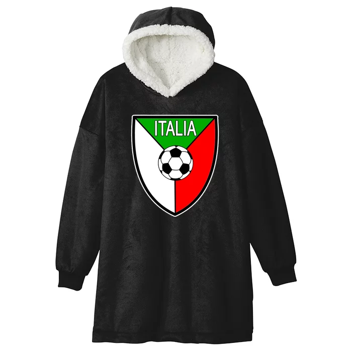 Italy Soccer Flag Emblem Italia Hooded Wearable Blanket