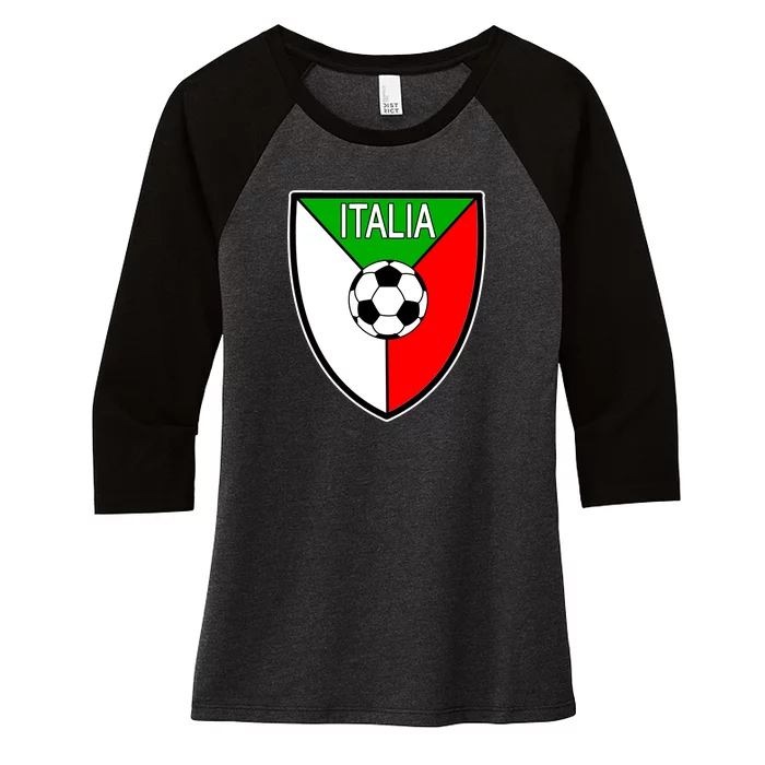 Italy Soccer Flag Emblem Italia Women's Tri-Blend 3/4-Sleeve Raglan Shirt