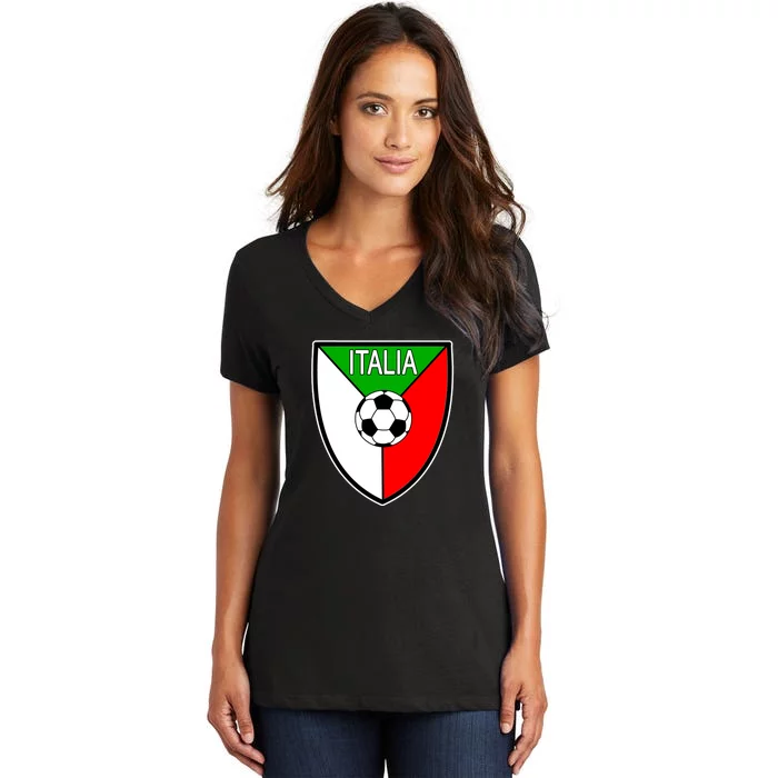 Italy Soccer Flag Emblem Italia Women's V-Neck T-Shirt